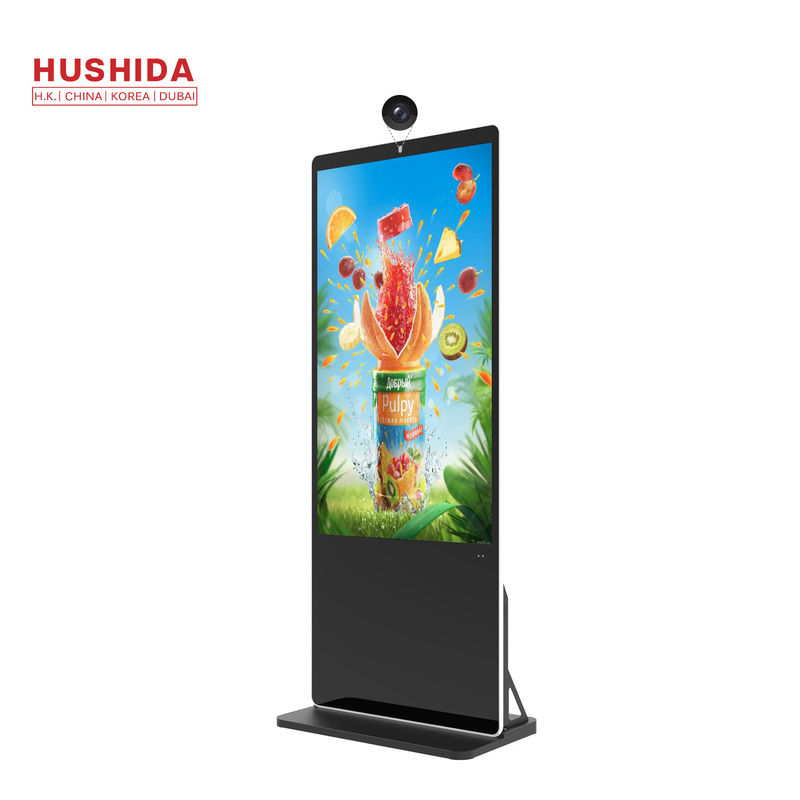 Super Thin Floor Standing Advertising Display 55 Inch Indoor With Camera 1080p