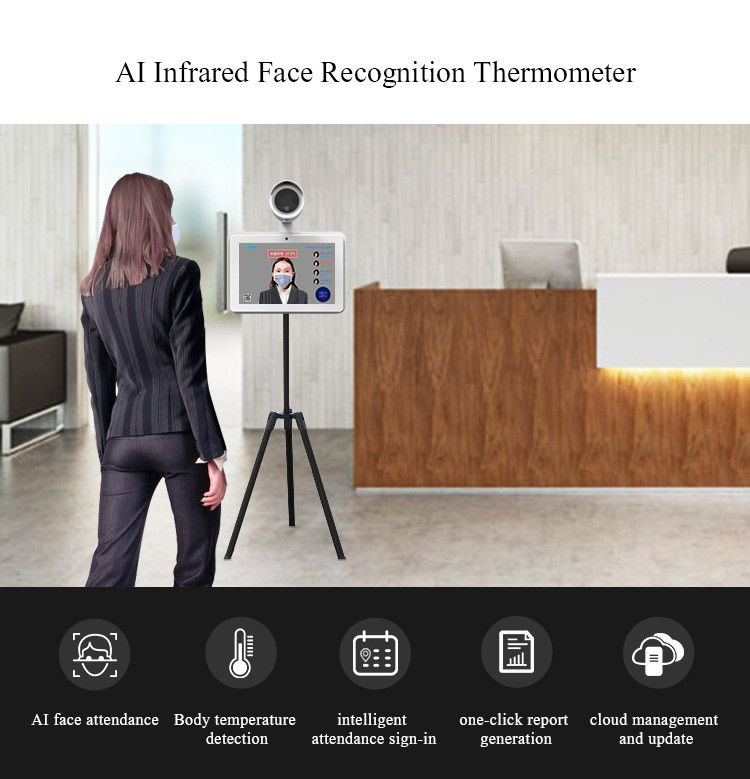 10.1 inch Infrared Face Recognition Thermometer Measurement Temperature 1200*800p